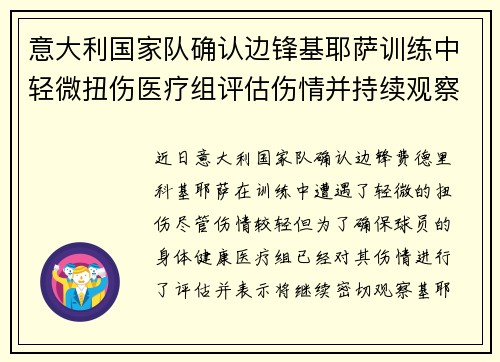 意大利国家队确认边锋基耶萨训练中轻微扭伤医疗组评估伤情并持续观察